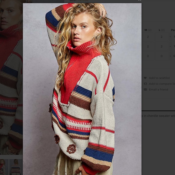 POL “ Laynee 3 “ POL Chenille Sweater with Outseam Edge and Patch Detail 42 - Picture 3 of 6